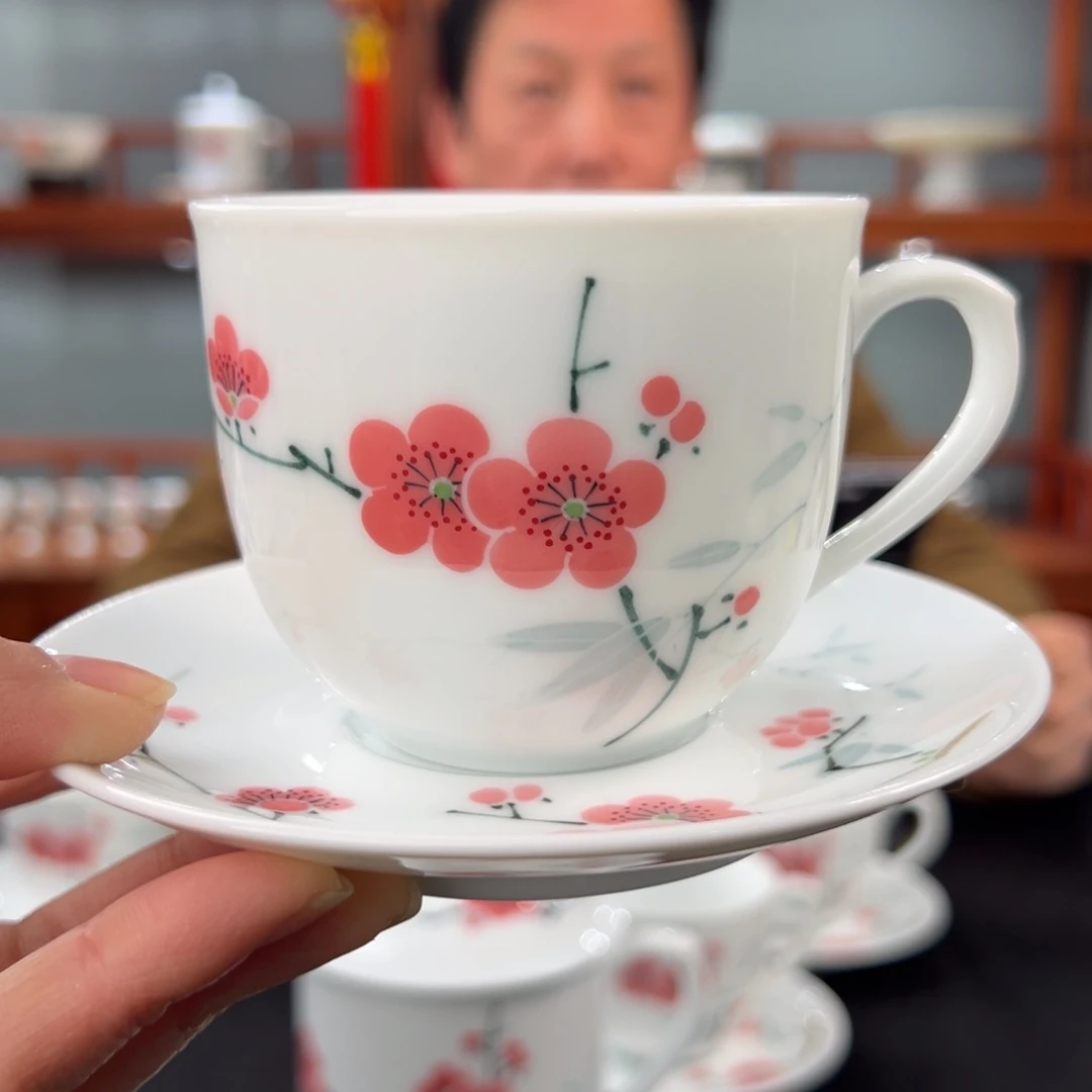 翠竹红梅咖啡杯碟二级品