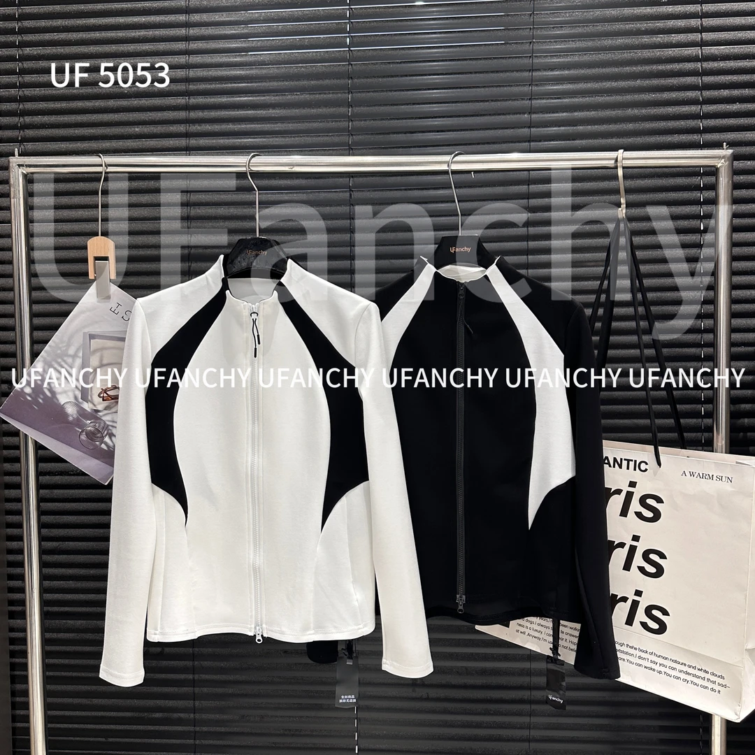 UF拼接撞色拉链长袖上衣 5053