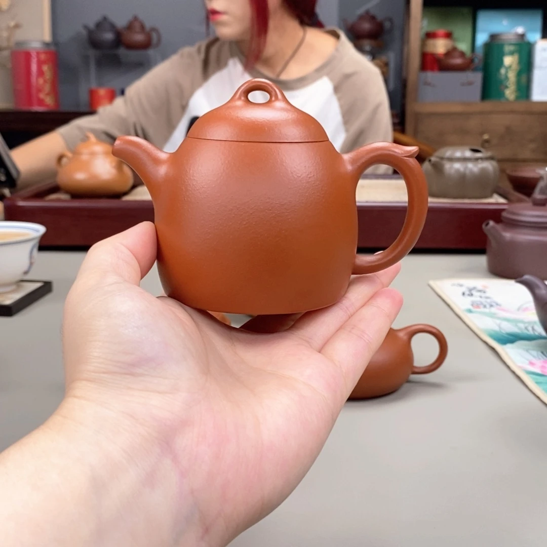 紫砂茶壶生砂朱泥半手秦权170cc
