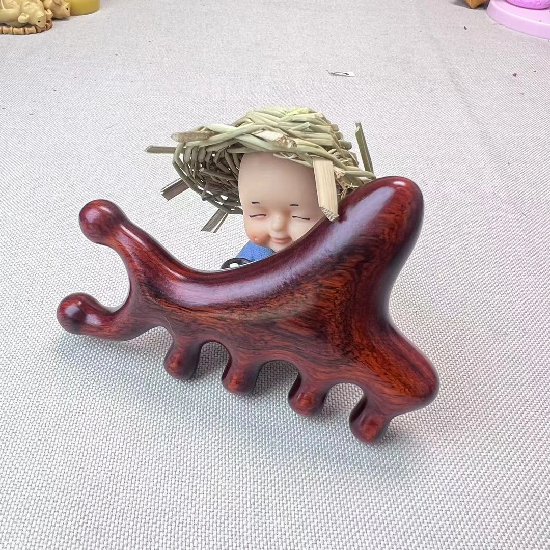 紫檀木四合一宽齿梳疏通多功能