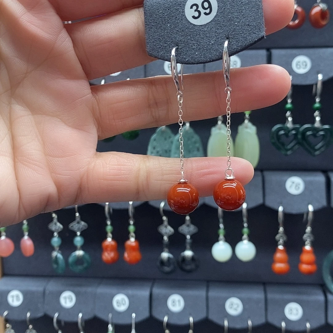 ꫞****玛瑙/玉髓银S925镶嵌耳坠