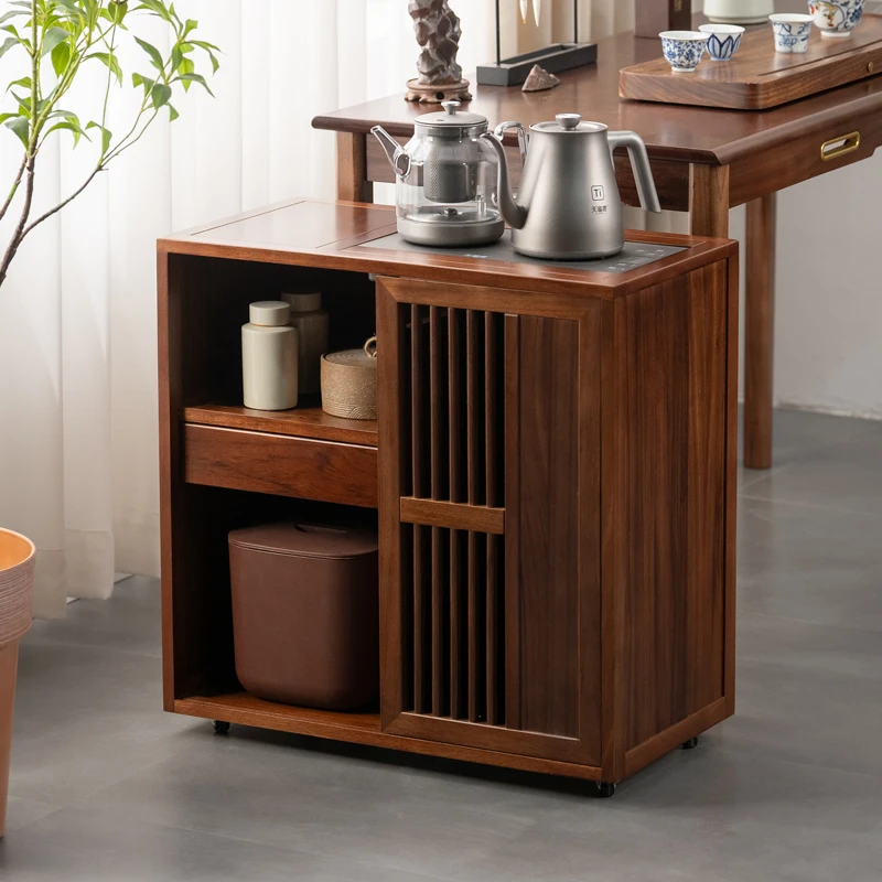 乌金木茶水柜茶桌边柜小型可移动茶台烧水一体茶边柜茶桌侧边边几