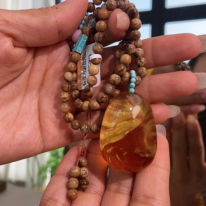 琥珀颈饰未镶嵌蜜蜡项链