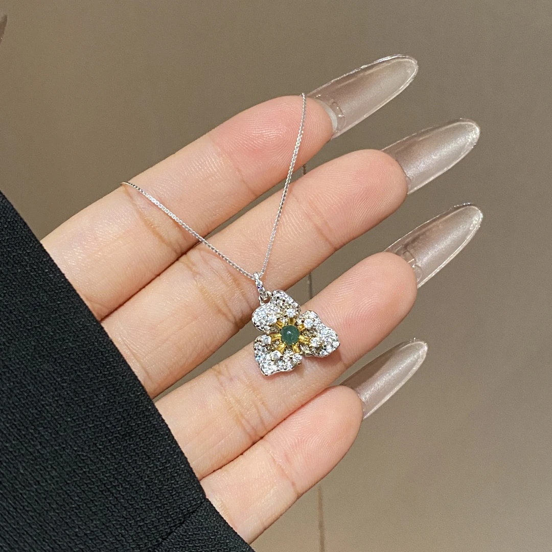 小众设计款三面花轻奢时尚项链A2941