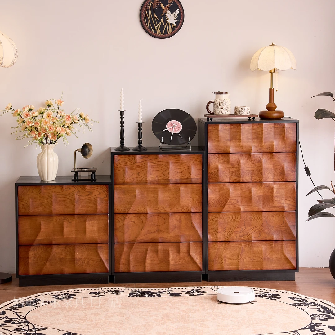 崇峦柜全实木斗柜客厅边柜家用收纳柜卧室抽屉柜简约现代储物柜