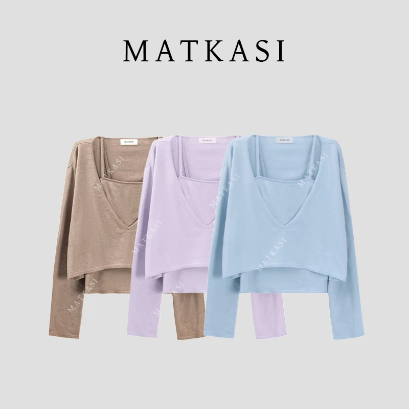 MATKASI 设计感时尚气质休闲百搭日常通勤绝美两件套毛织上衣