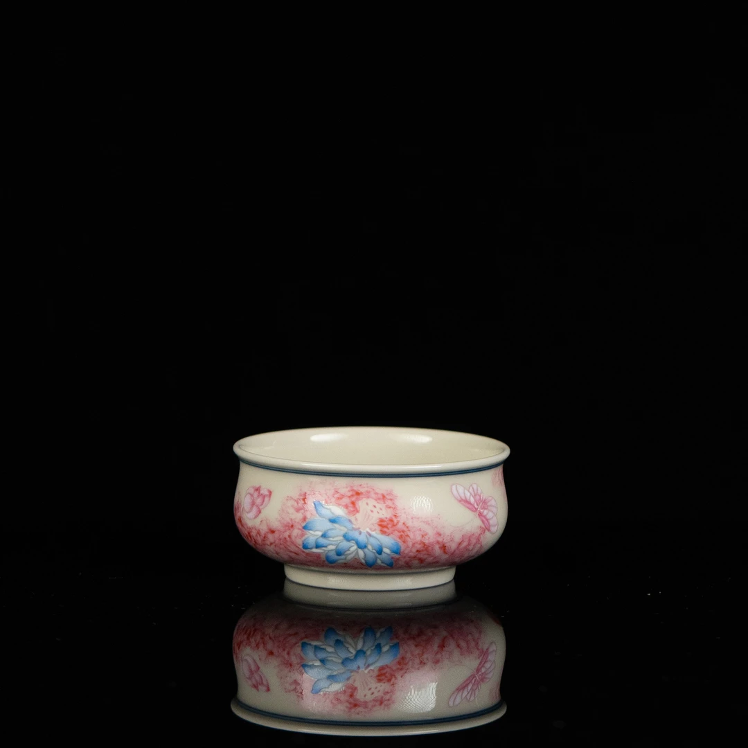 【利贞】2号釉荷花矮炉式杯 约150cc 纯手绘制茶具LQT