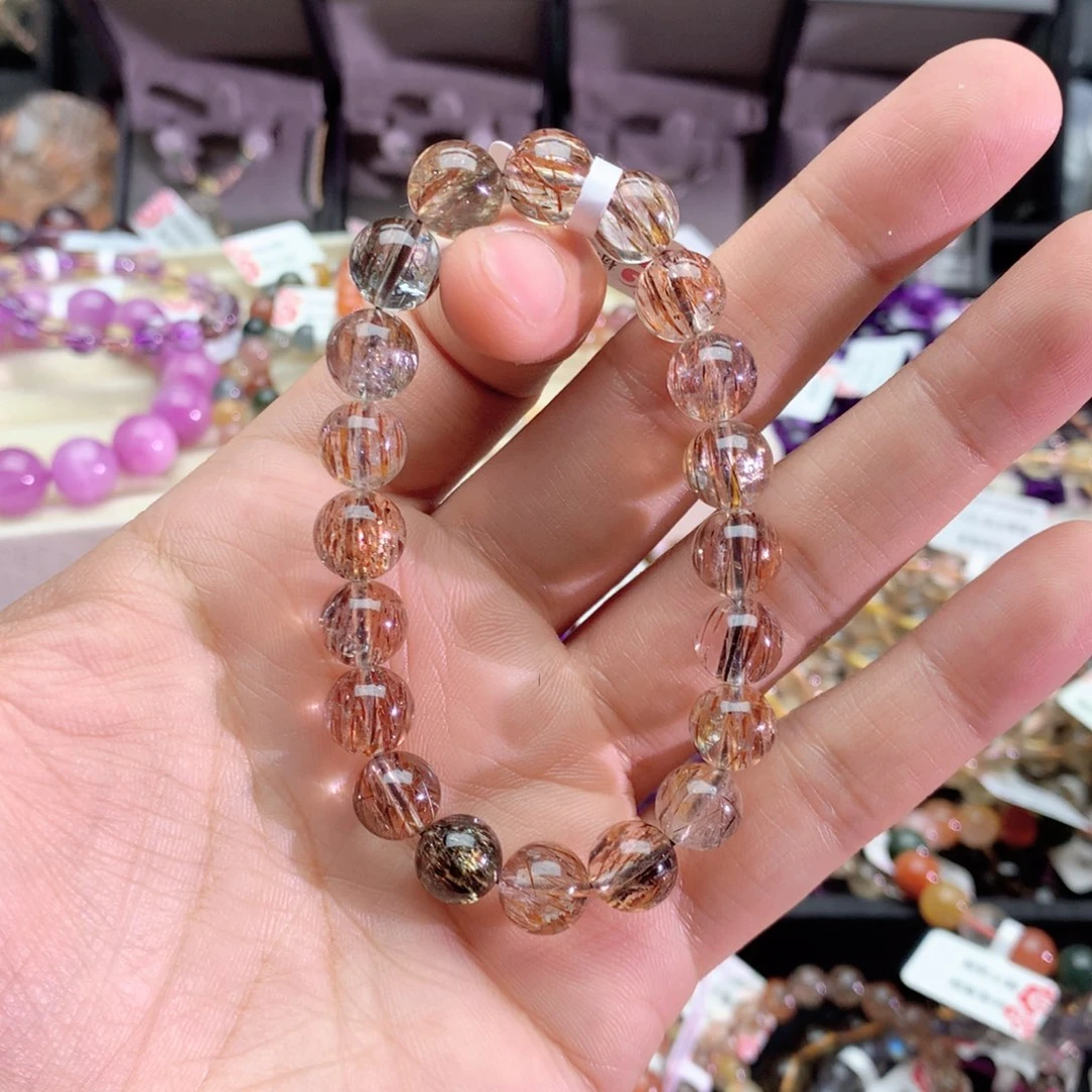 水晶手串未镶嵌璀***紫黑金超手链9+