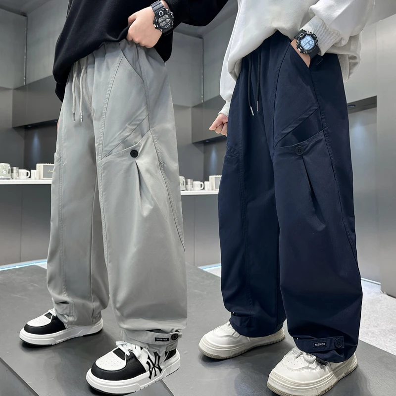男童工装裤2025秋季新款男童裤子儿童秋装大童秋季阔腿束脚裤潮