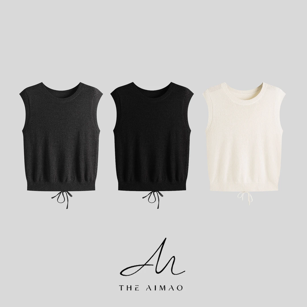 【THE AIMAO】"冰沙衫"1莱赛尔棉和纸天然干爽镂空绑带上衣XYX82482