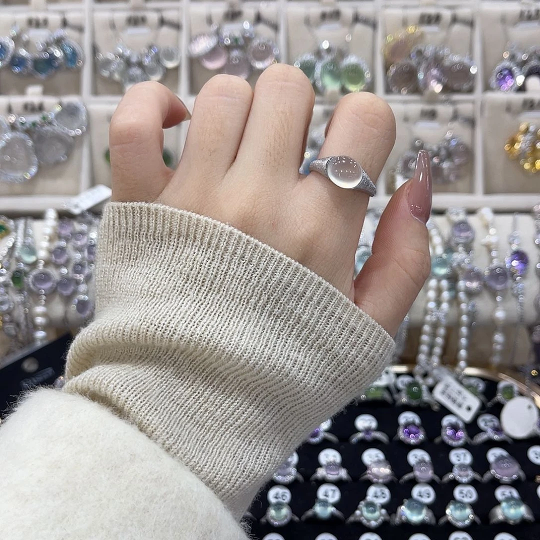 木***o蛇纹石玉钛钢戒指