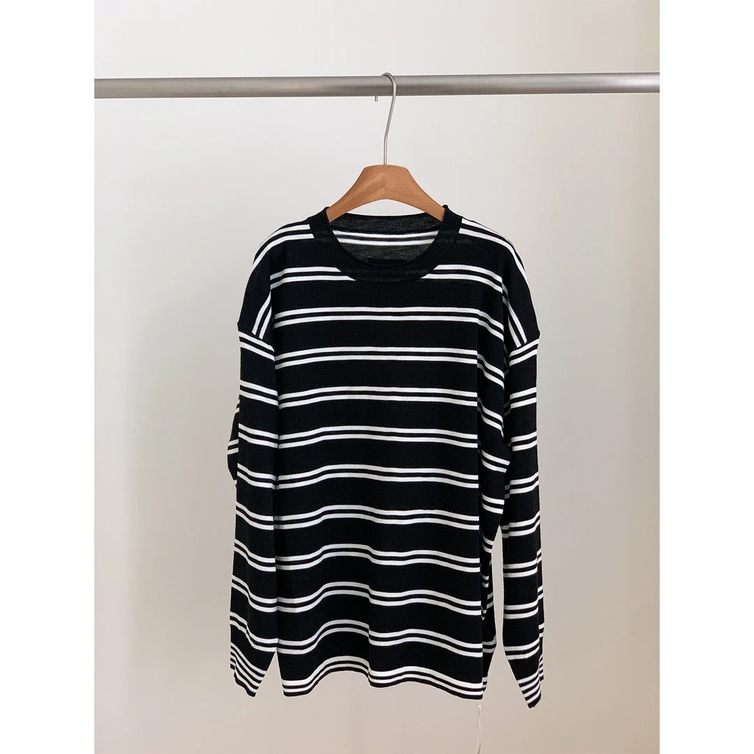 zhukele 条纹针织宽松上衣  显瘦长袖休闲春季