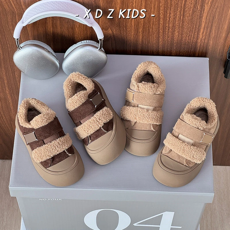 ABC儿童棉鞋冬季新款韩版百搭女童毛毛鞋加绒保暖男童宝宝休闲鞋