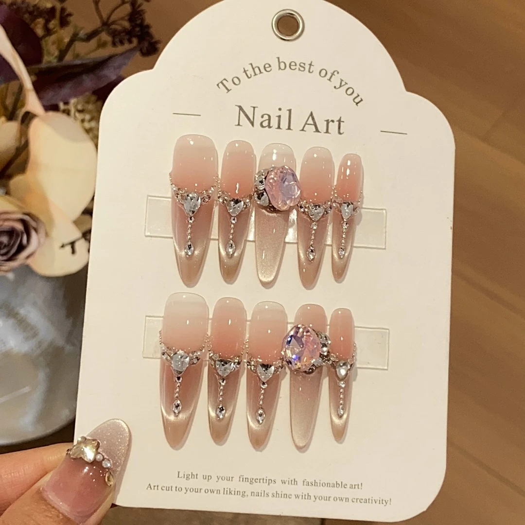 【一单飞】一单一付 纯手工默认微瑕东洲锆石透色微笑猫眼穿戴甲