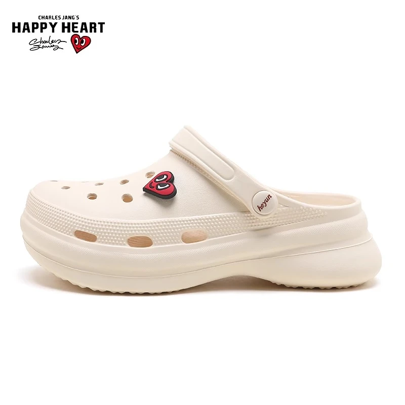 查尔斯桃心洞洞鞋女外穿夏季2025新款厚底防滑包头拖鞋沙滩鞋凉鞋