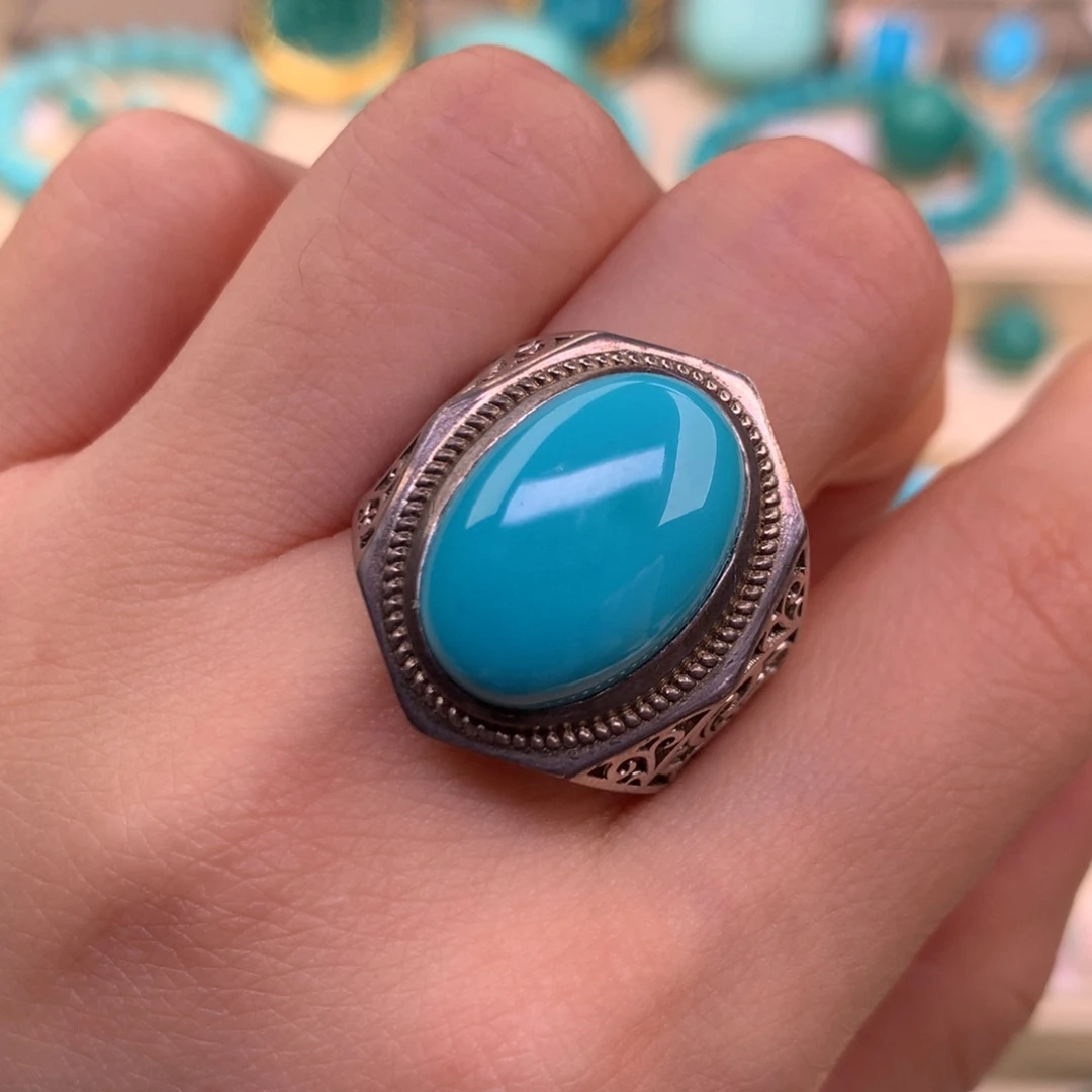 银S925镶嵌绿松石珠宝奇石