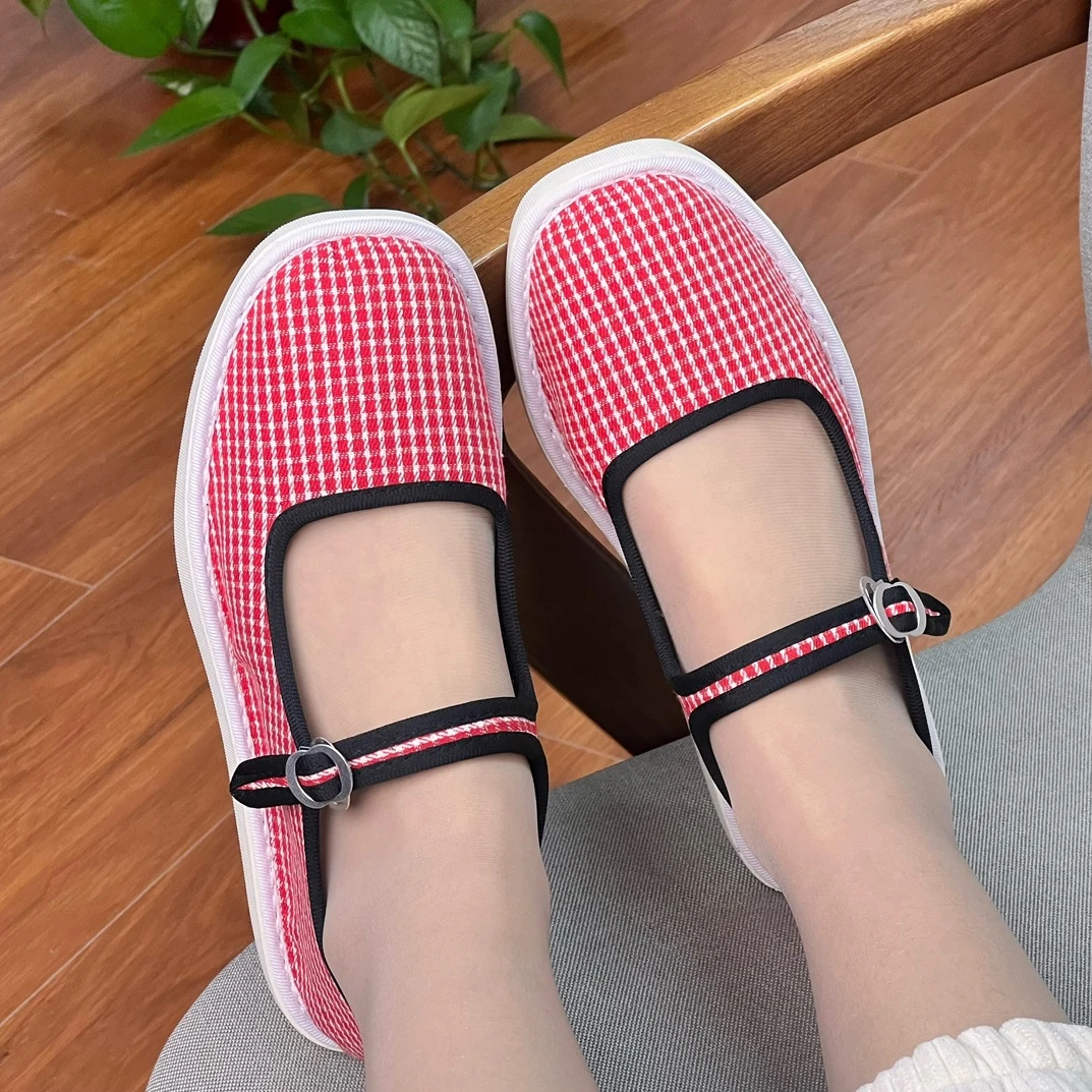 何航【厂家大促老年】软底透气舒适平底浅口妈妈鞋休闲夏季女士布鞋