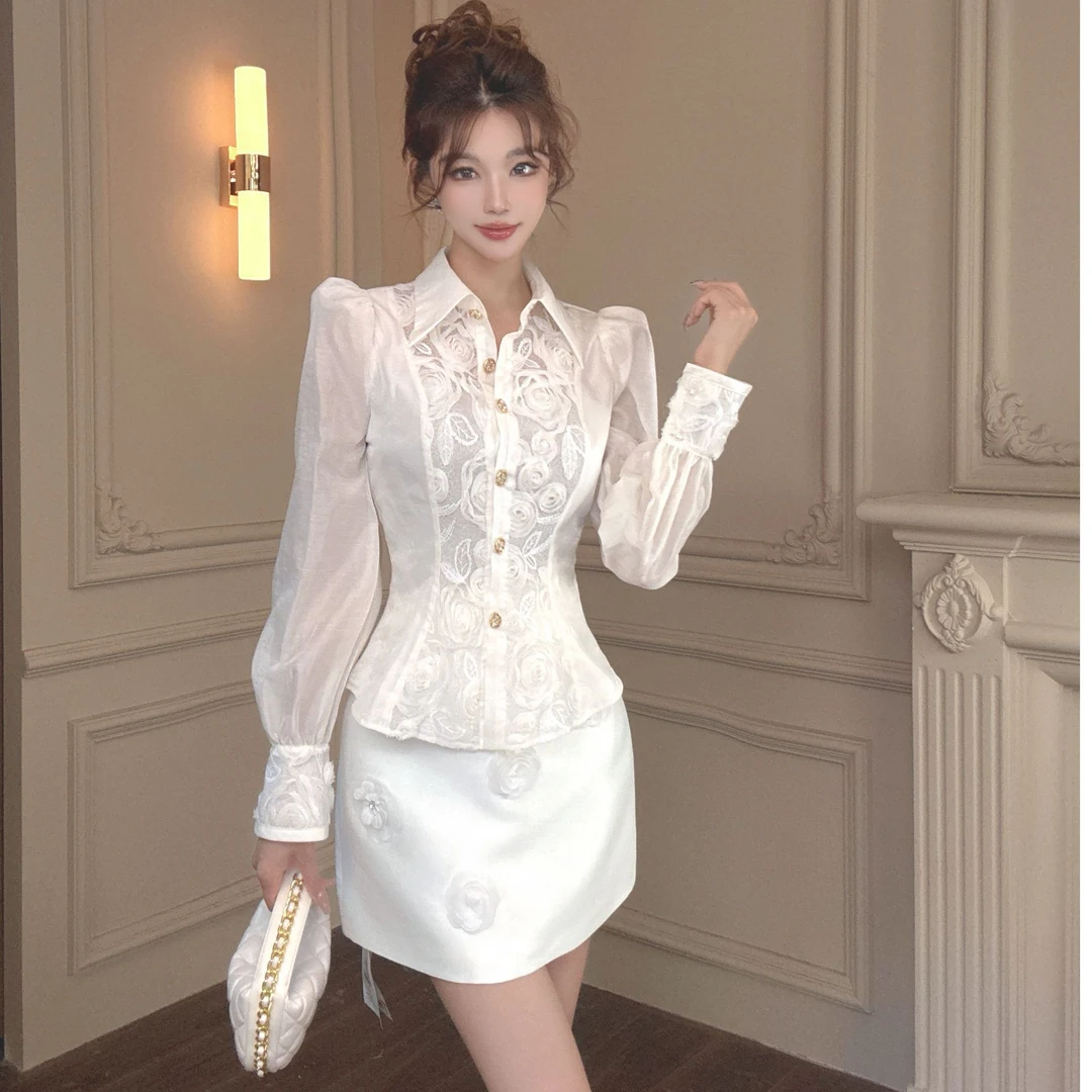 【CC专属】秋款宽松型开衫宫廷风法式衬衫气质名媛风长袖11660