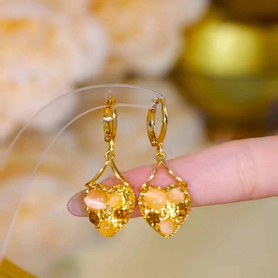 铜合金合成锆石耳饰 【心愿】优雅精致百搭时尚轻奢气质爱心耳环