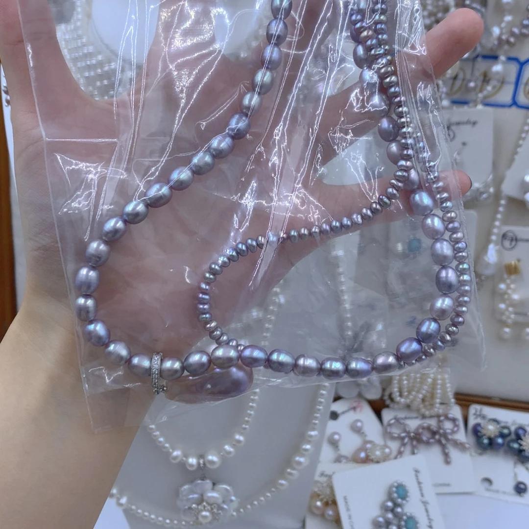 颈饰银S925镶嵌淡水珍珠愉*