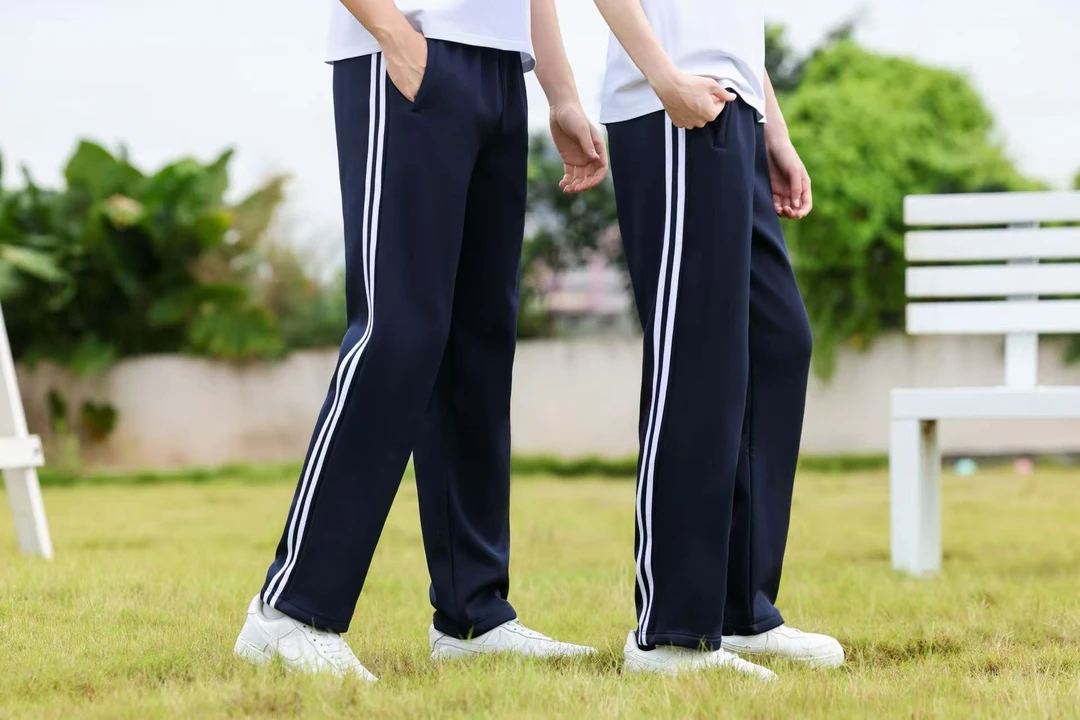 加绒校服秋季裤子藏青色中学生儿童高中生冬季秋冬季保暖宽松运动