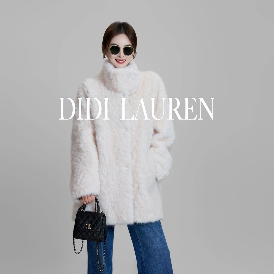 DIDI LAUREN“挪威雪季”高级感轻奢气质中长款卷毛绒外套