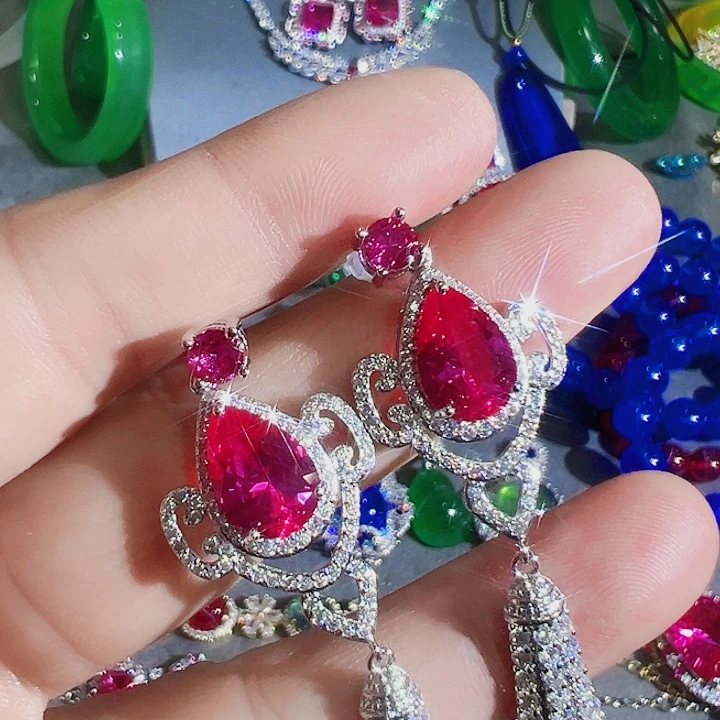 钨金红色蓝色满钻镶嵌