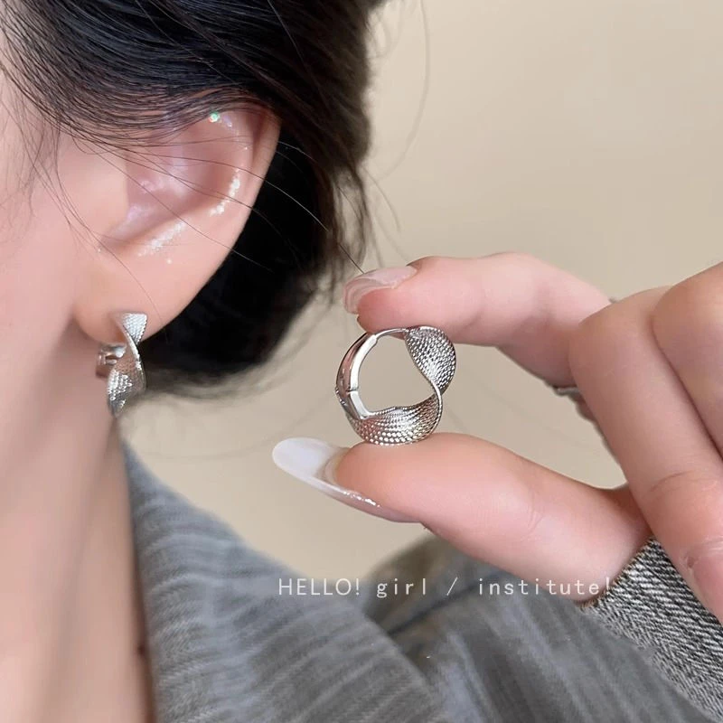 设计感几何圆圈扭转纹理耳环女轻奢高级感气质耳扣冷淡风独特耳饰