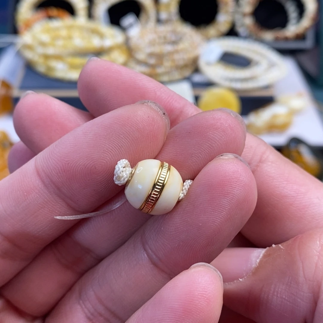 蜜蜡银S925镀金镶嵌裸石12mm