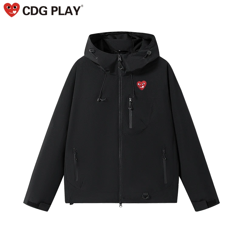 CDG PLAY户外冲锋衣男女款2025新款秋冬连帽防风保暖休闲夹克外套
