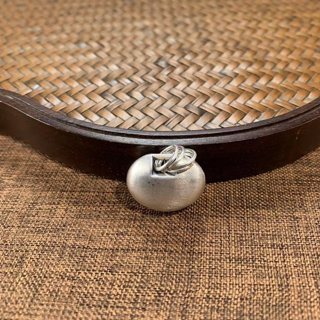 吊坠足银 古风手工中国风气质复古古法空心胖福锁单银制品吊坠334