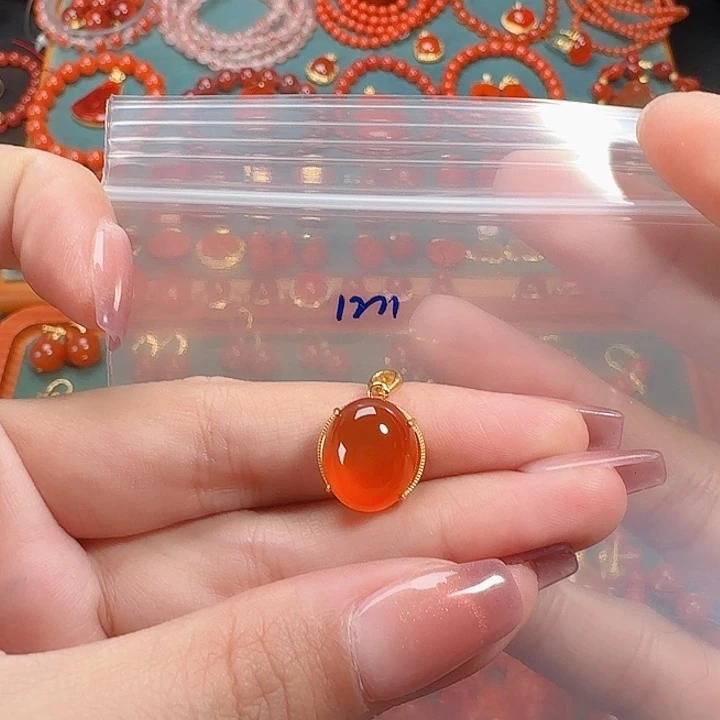 南红玛瑙银S925镶嵌吊坠