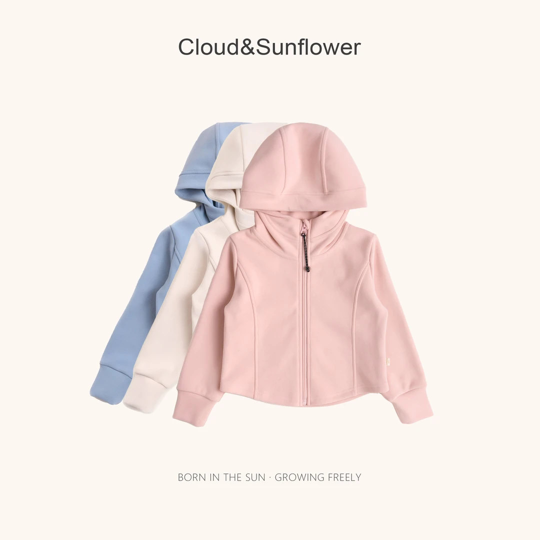 【云朵小葵】女童秋季新款纯色拉链款洋气连帽舒适休闲外套1114455