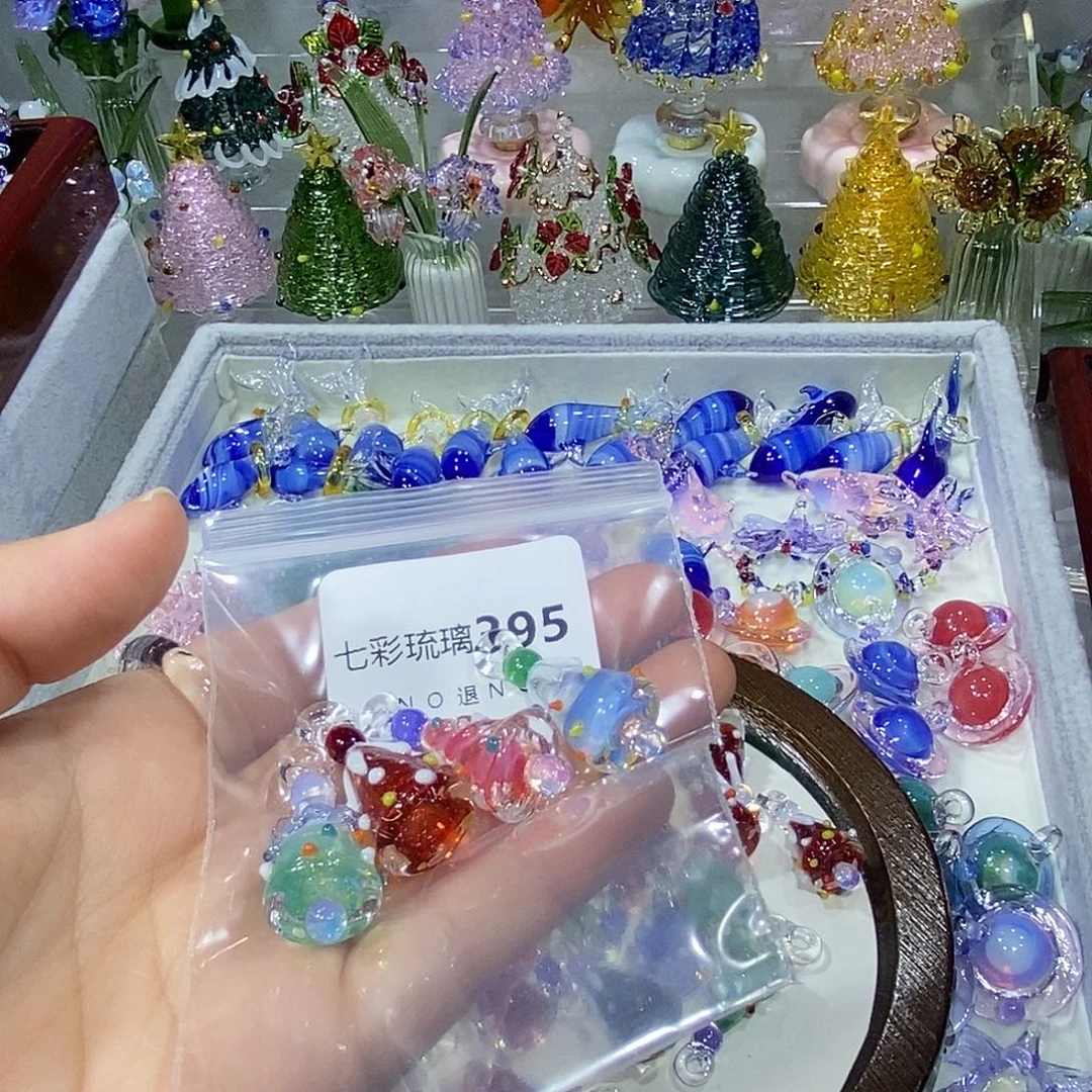 小***豹吊坠（不含链）玻璃395圣诞树四个耳钩