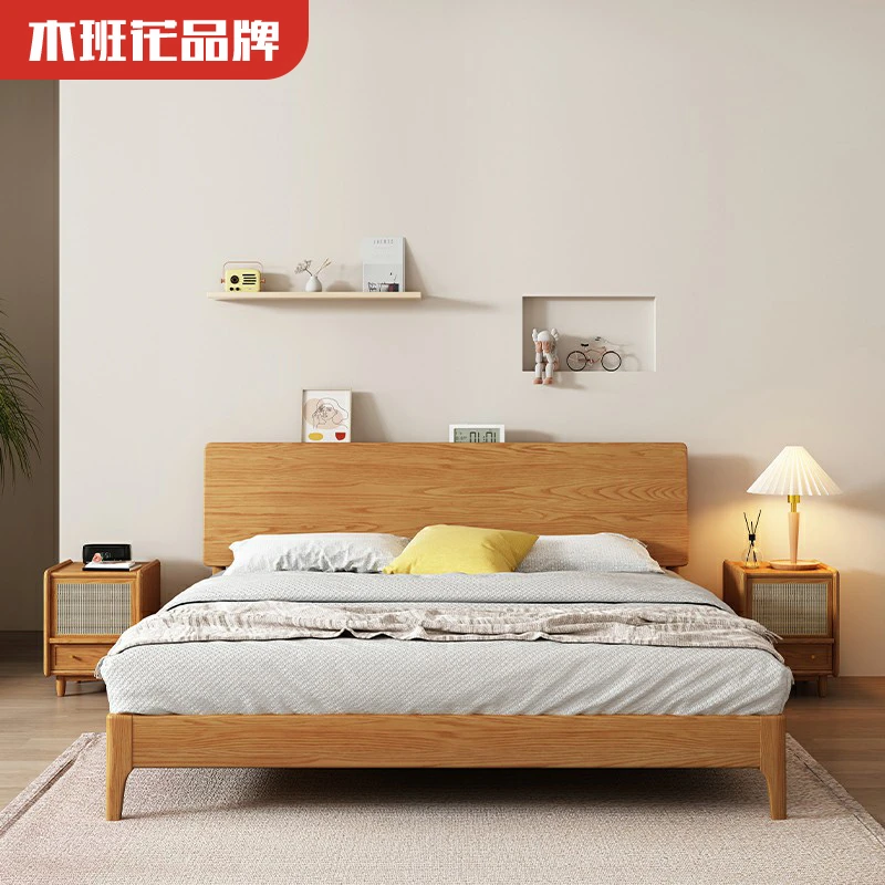 木班花轻奢家用简约单人北欧日式大床中式出租房主卧室经济型储物