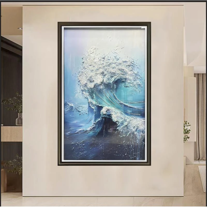 QW259海浪入户玄关餐厅装饰画走廊过道挂画卧室床头画