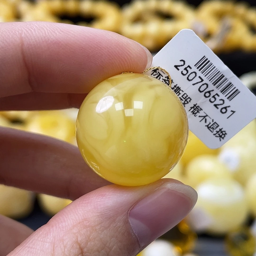 蜜蜡未镶嵌珠宝奇石22.2mm溶洞妖花