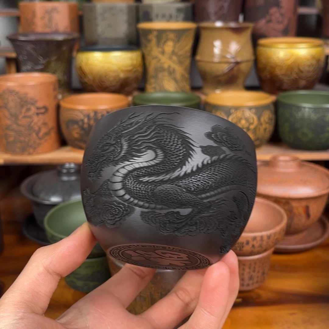 紫砂茶杯宜兴原矿紫砂杯