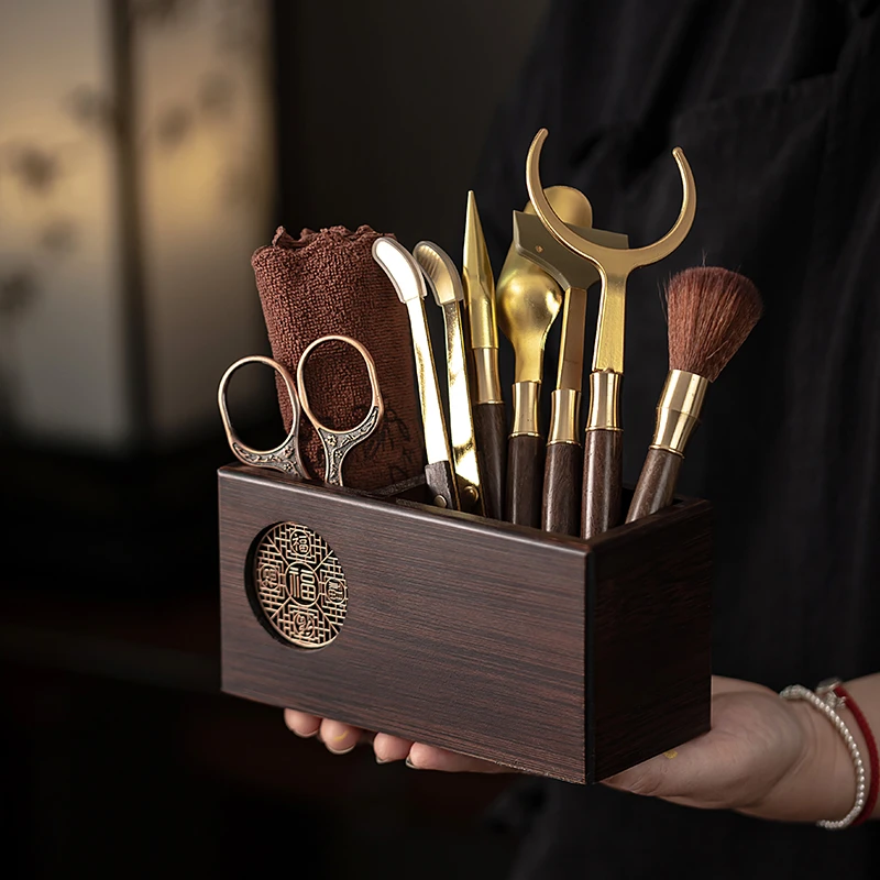 茶道六君子功夫茶具泡茶工具茶桌茶台用品轻奢家用中式手工简约