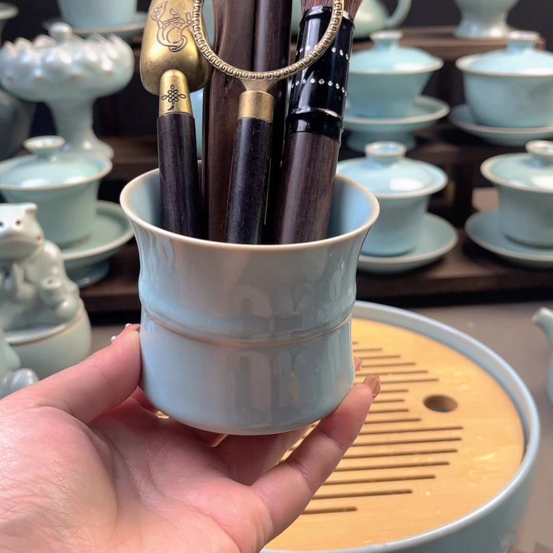 原矿天青釉六君子