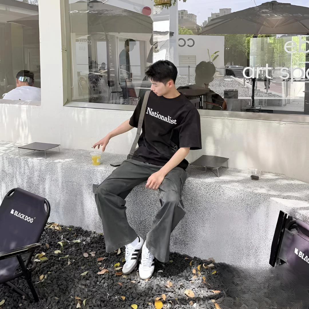 E 潮牌夏季简约烫钻时尚百搭短袖t运动休闲宽松潮流