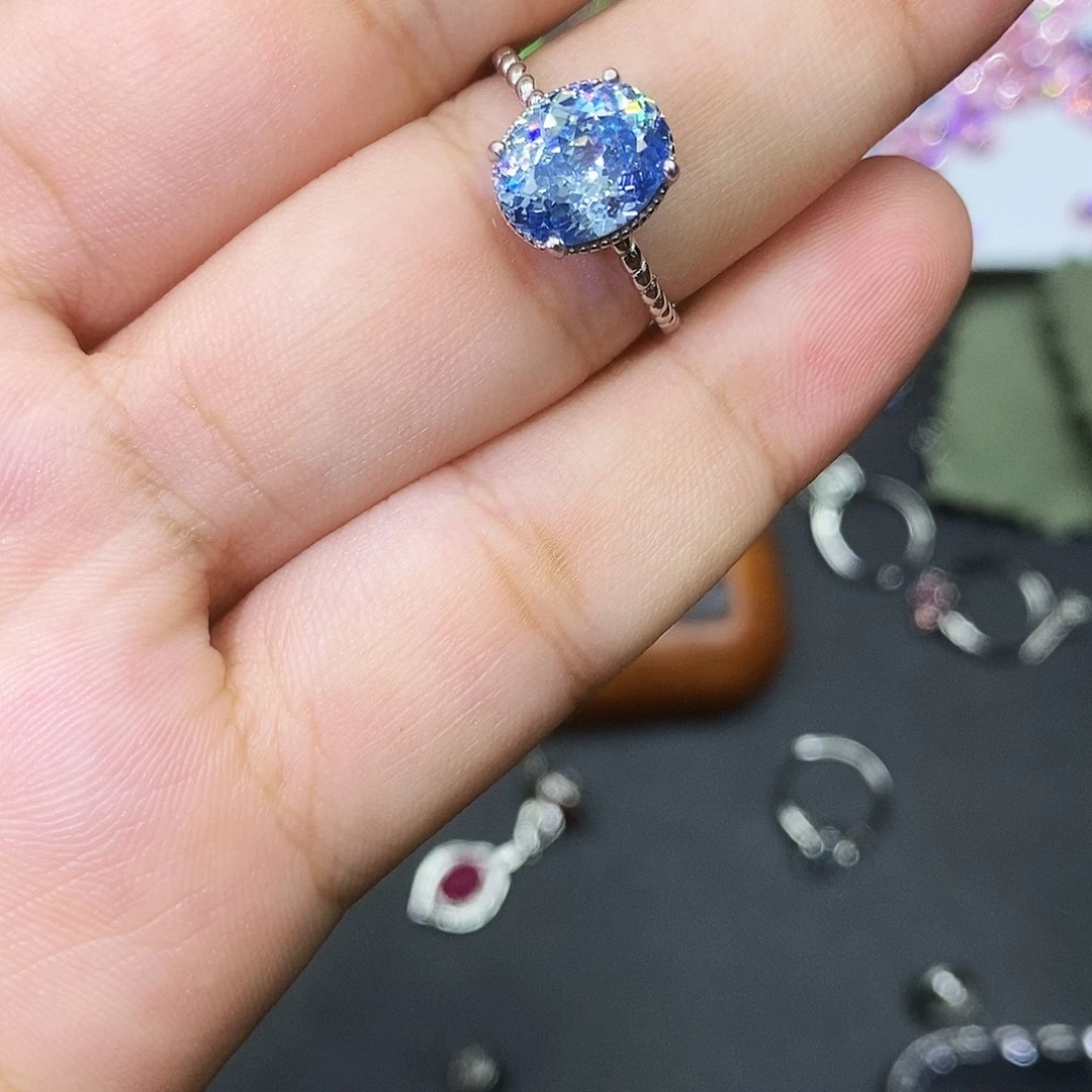 海蓝宝石戒圈银S925镶嵌