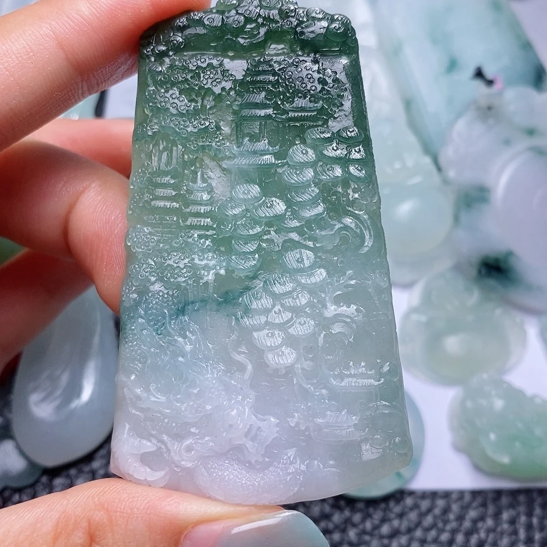 定制翡翠未镶嵌毛货付款后确认抛光