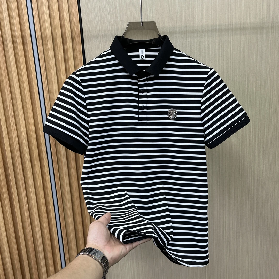 夏季新款男士短袖T恤翻领半袖Polo衫透气薄款男装镂空上衣服