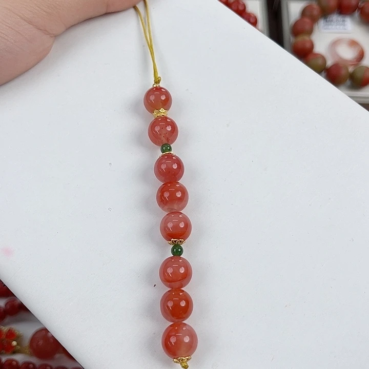 未镶嵌瓦西玫红diy手机链10mm南红玛瑙
