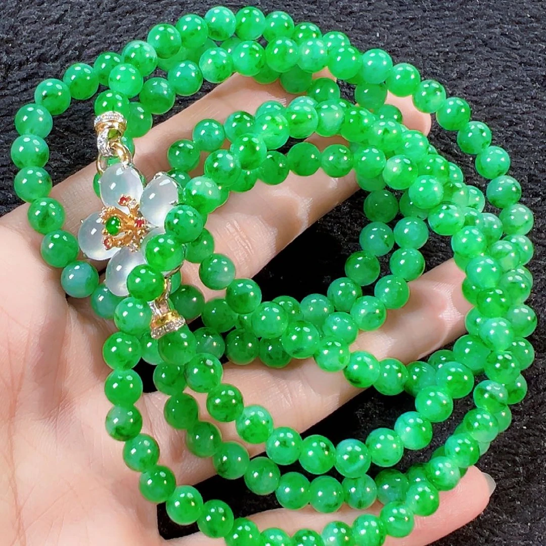 翡翠18K金镶嵌颈饰签收后24小时鉴赏期