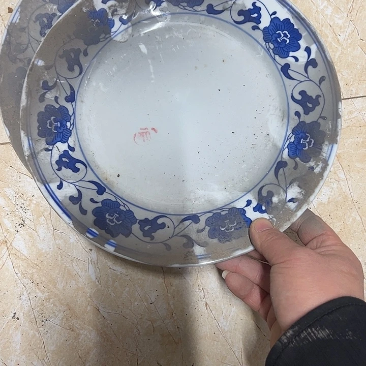 上***叶陶摆件4个25.5厘米芙蓉花平盘