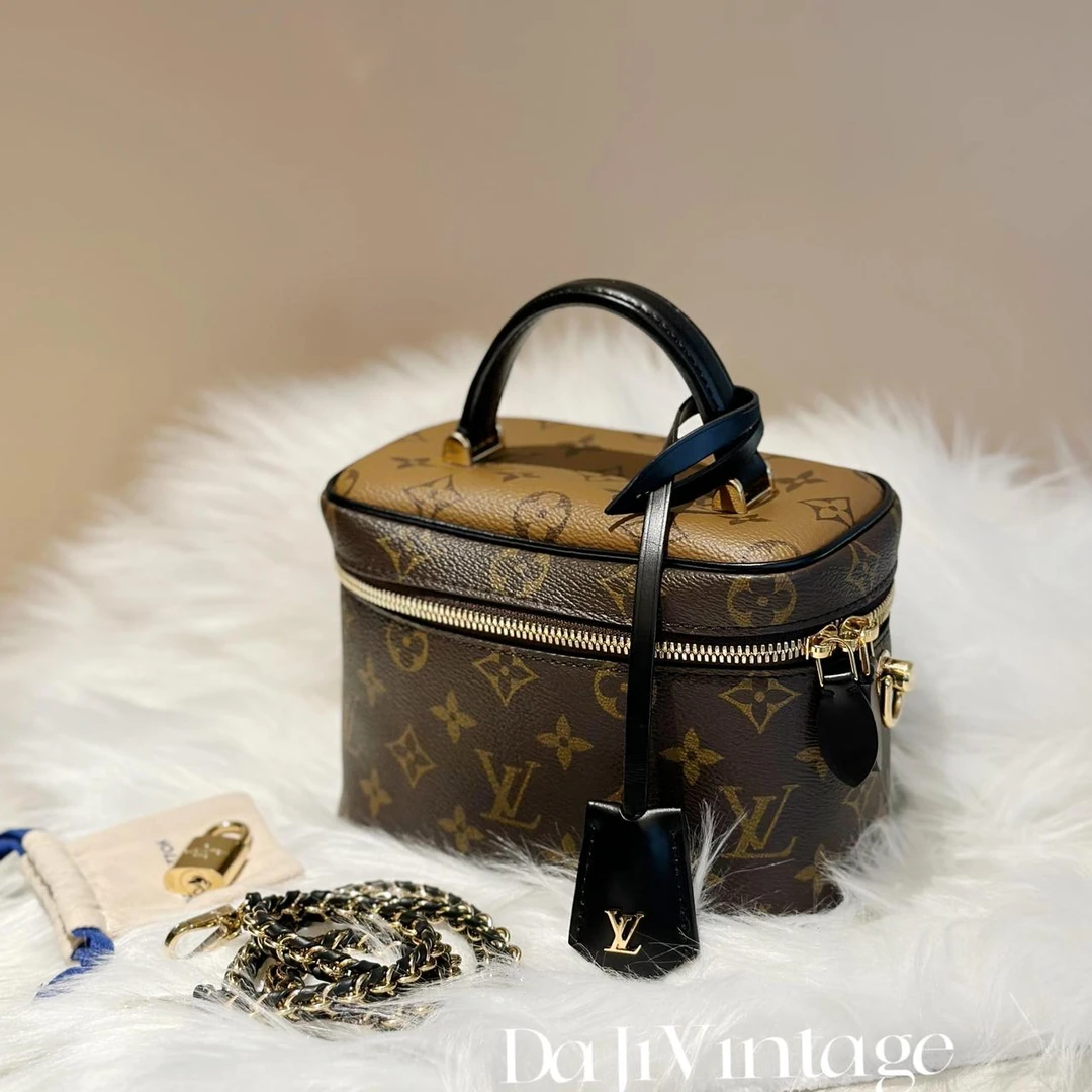 大吉中古/LV老花拼色化妆盒斜挎包