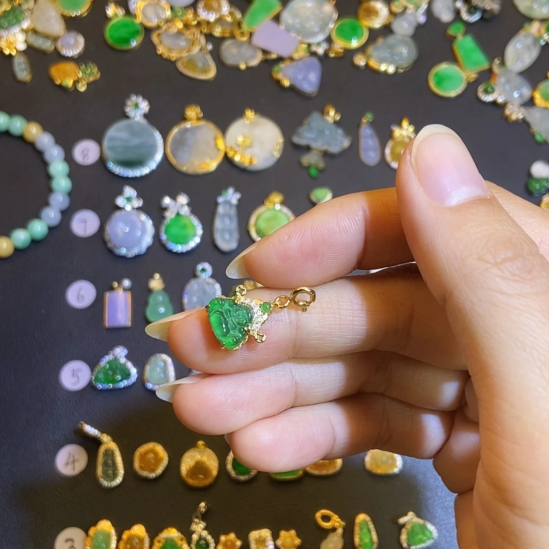 翡翠银S925镶嵌吊坠(不含链)