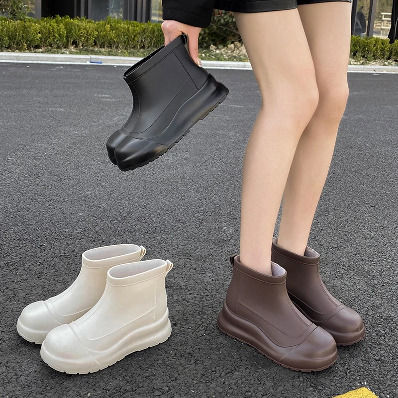 女士雨鞋短筒雨靴时尚防滑耐磨防水鞋舒适软底外穿胶鞋百搭厚底